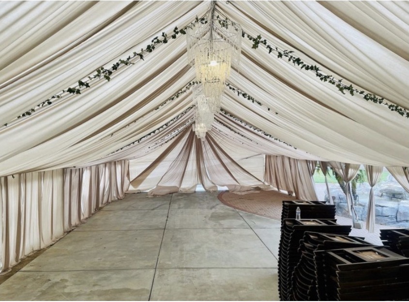 30x60 tent with drapes