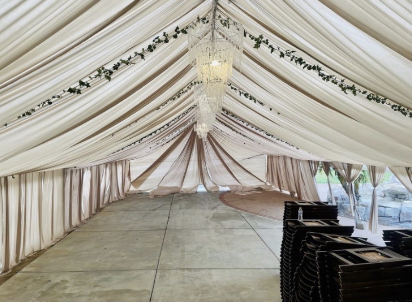 30x70 tent draped