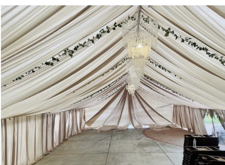 30x40 tent with drapes